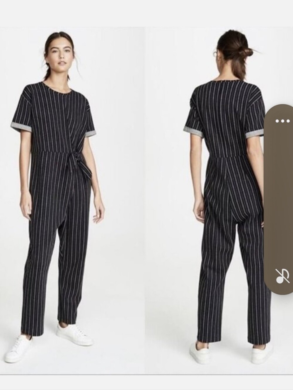 Hatch Lolo Maternity Jumpsuit In Black Pinstripe, Size 1